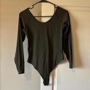 Women's Long Sleeve Bodysuit - Olive Green